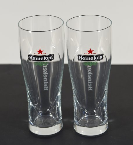 Set of 2 Heineken Red Star Pint Bar Pub Tulip Style Glasses 16 oz 